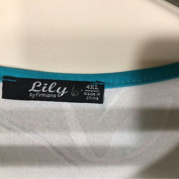 2 Lily by Firmiana Tunic Blouse Womens 4xL Blue Floral Longer Length Career Boho - Picture 4 of 10